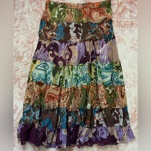 New Directions Colorful Patchwork Maxi Skirt